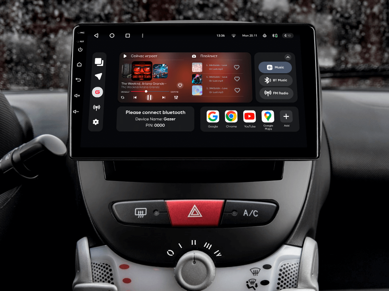 Buy Gazer T6009-AB10 multimedia system to Peugeot 107 2005-2014