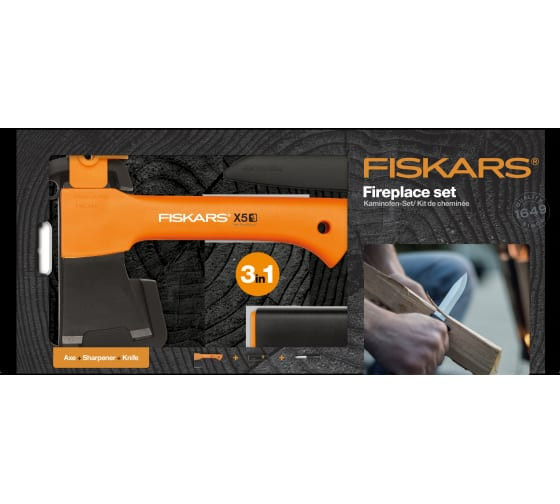 Купить Кемпинговый набор Fiskars топор X5 нож K40 точилка Xsharp 1057913