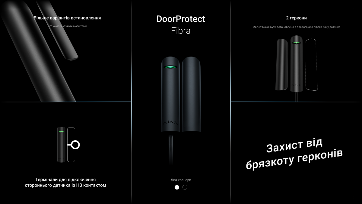 Купить Проводной датчик открытия двери/окна Ajax DoorProtect Fibra черный