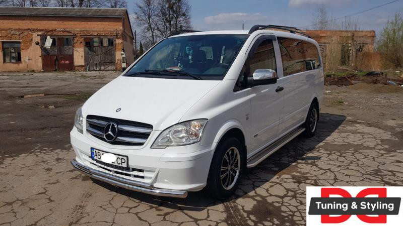 Купить Губа нижняя двойная ST014 (нерж) 70/48мм для Mercedes Viano 2004-2014 гг
