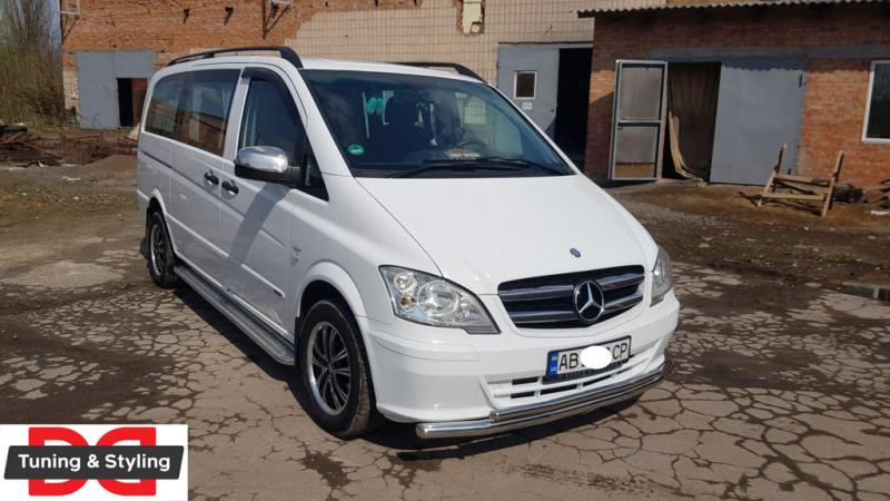Купить Губа нижняя двойная ST014 (нерж) 70/48мм для Mercedes Viano 2004-2014 гг