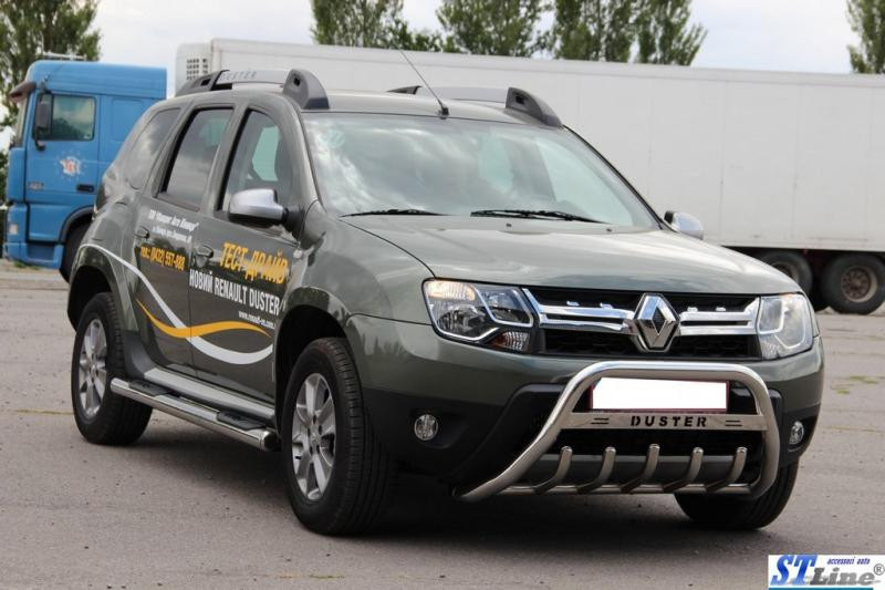 Купити Кенгурятник з написом WT004 (нерж.) для Renault Duster 2008-2017 рр