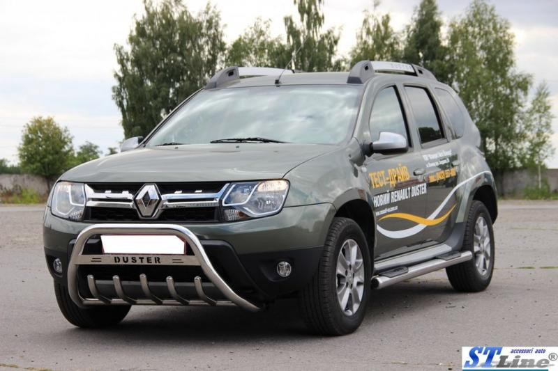 Купити Кенгурятник з написом WT004 (нерж.) для Renault Duster 2008-2017 рр