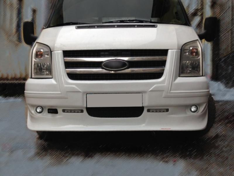 Купить Накладка на передний бампер (2006-2014, DRL, с решеткой) для Ford Transit
