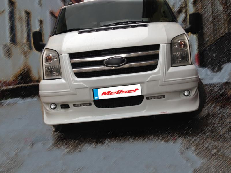 Купить Накладка на передний бампер (2006-2014, DRL, с решеткой) для Ford Transit