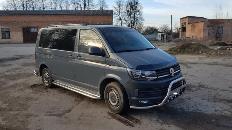 Купити Бокові пороги Premium (2 шт., нерж) 60 мм, коротка база для Volkswagen T6