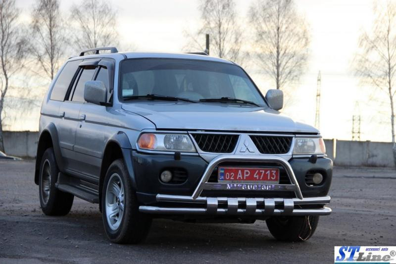 Купити Передній захист ST015-2025WT (нерж) для Mitsubishi Pajero Sport 1996-2007 рр