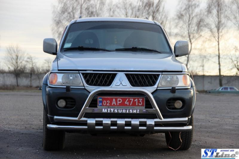 Купити Передній захист ST015-2025WT (нерж) для Mitsubishi Pajero Sport 1996-2007 рр
