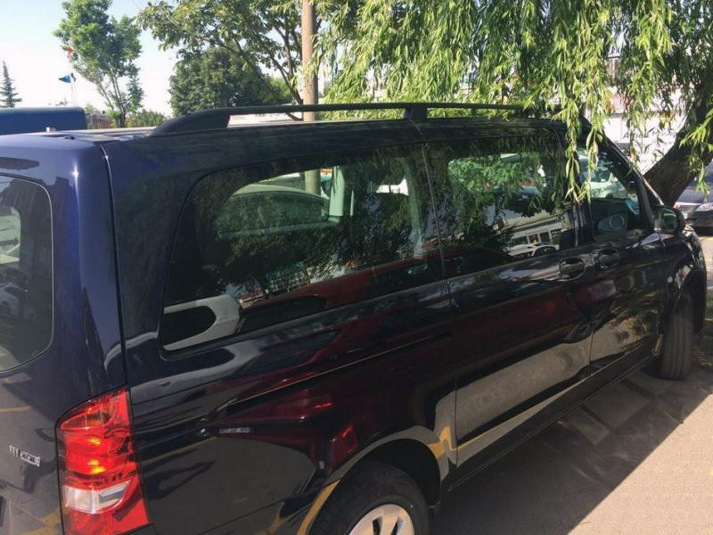 Купить Рейлинги черные Skyport (сплошной метал) Средняя база (LONG) для Mercedes Viano 2004-2014 гг