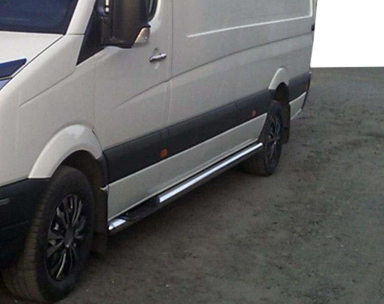 Купить Боковые трубы (2 шт, нерж) d70, короткая база для Volkswagen Crafter 2006-2016 гг