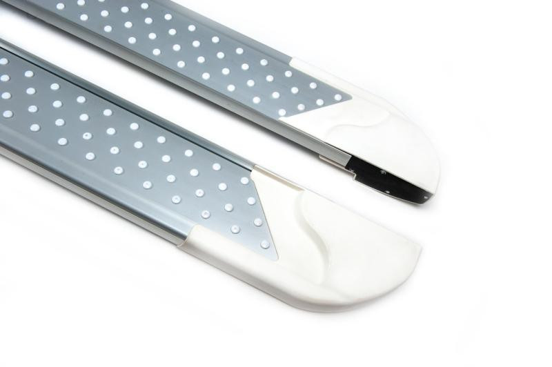 Купити Бокові пороги Allmond White (2 шт., алюміній) Стандартна база для Volkswagen Caddy 2015-2020 рр