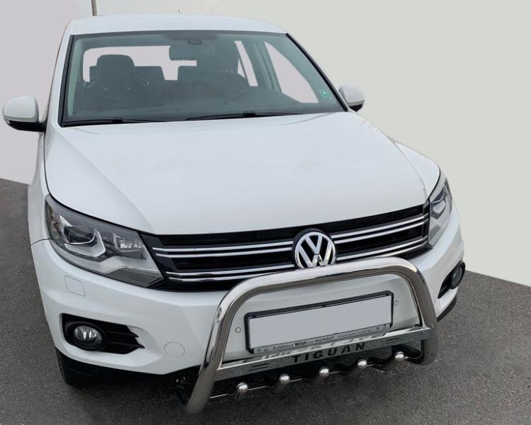 Купити Кенгурятник WT003 (нерж) 60 мм, з написом для Volkswagen Tiguan 2007-2016 рр