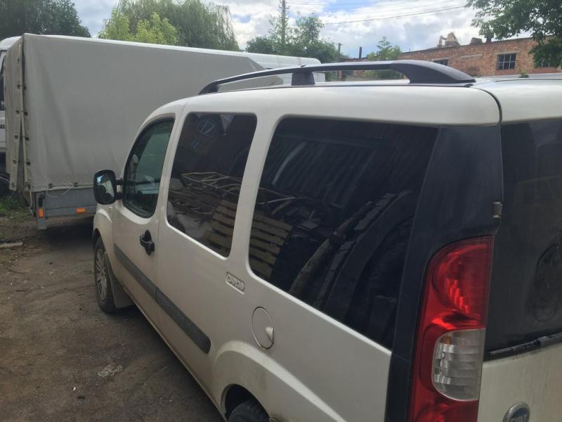 Купити Рейлінги Чорні Максі база, пластикові ніжки для Fiat Doblo I 2005-2010 рр