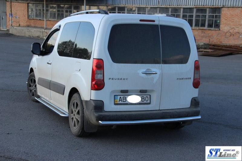 Купить Задняя защита AK002 (нерж.) 60 мм для Peugeot Partner Tepee 2008-2018 гг