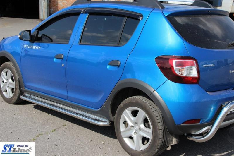 Купить Боковые пороги KB001 (нерж) 60 мм для Renault Sandero 2013-2022 гг