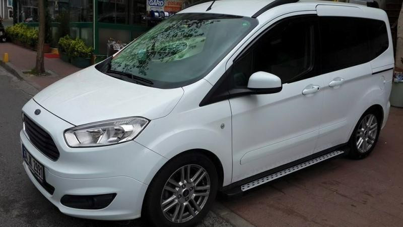 Купити Бокові пороги DOT-Line (2 шт., Алюм.) Стандартна база для Ford Connect 2014-2021 рр