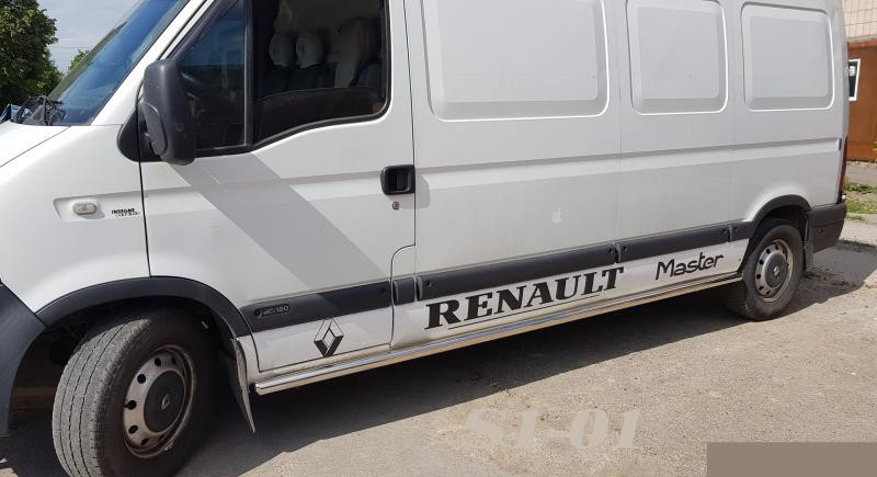 Купить Боковые трубы BB002 (2 шт., нерж.) Длинная база для Renault Master 1998-2010 гг