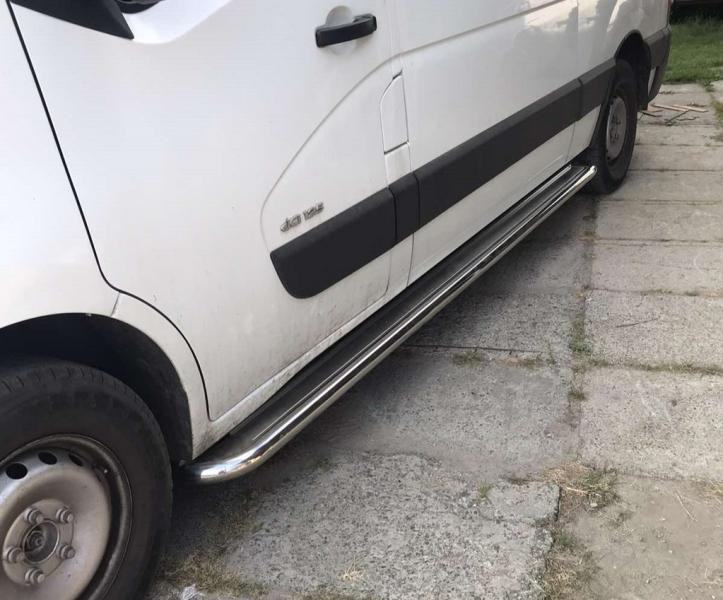 Купить Боковые пороги Premium (2 шт., нерж.) 60 мм, короткая база для Renault Master 2011-2023 гг