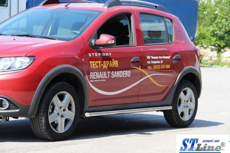 Купити Бічні труби BB001 (2 шт., нерж) 60 мм для Renault Sandero 2013-2022 рр