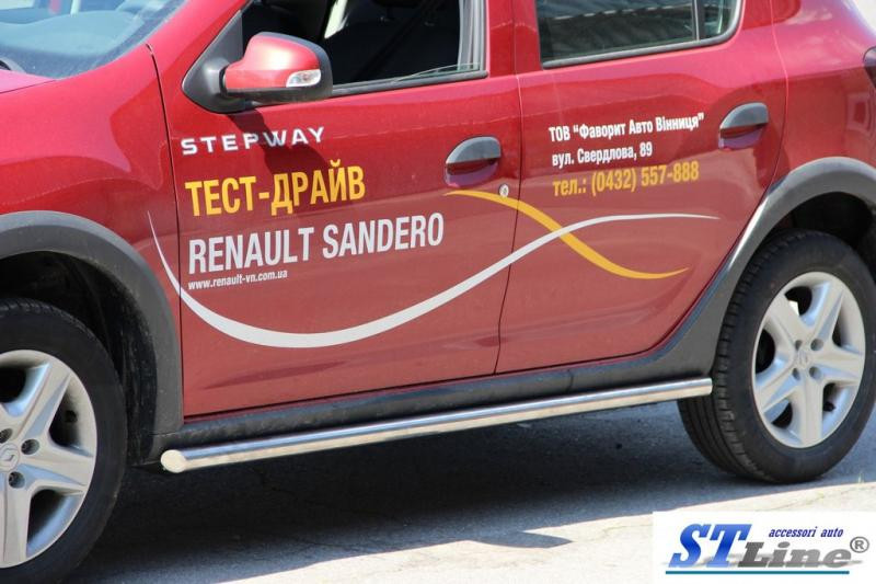 Купити Бічні труби BB001 (2 шт., нерж) 60 мм для Renault Sandero 2013-2022 рр
