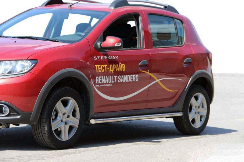 Купити Бічні труби BB001 (2 шт., нерж) 60 мм для Renault Sandero 2013-2022 рр