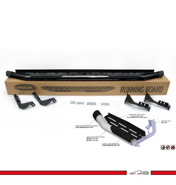 Купить Боковые пороги Almazon Black 76mm (2 шт., метал) для Mercedes X class