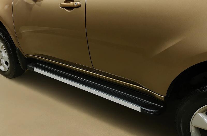 Купить Боковые пороги Maya V1 (2 шт., алюминий) для Mitsubishi Pajero Sport 2008-2015 гг