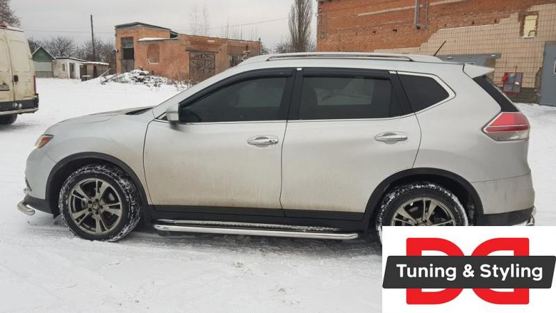 Купити Бокові пороги Premium (2 шт., нерж.) Ø60 для Nissan X-trail T32 / Rogue 2014-2021 рр