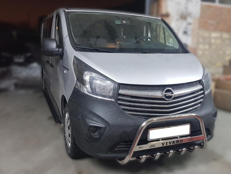 Купити Кенгурятник WT003-4 (нерж.) З написом для Opel Vivaro 2015-2019 рр