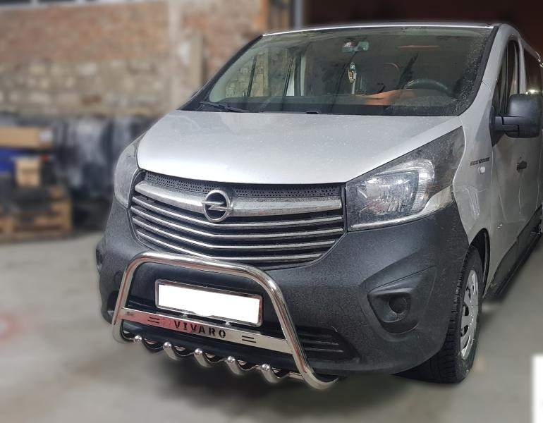 Купити Кенгурятник WT003-4 (нерж.) З написом для Opel Vivaro 2015-2019 рр