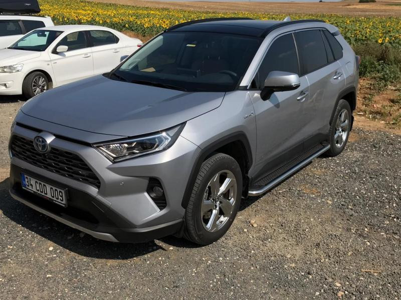 Купить Боковые пороги Maydos V2 (2 шт., алюминий с нержавейкой) для Toyota Rav 4 2019- гг