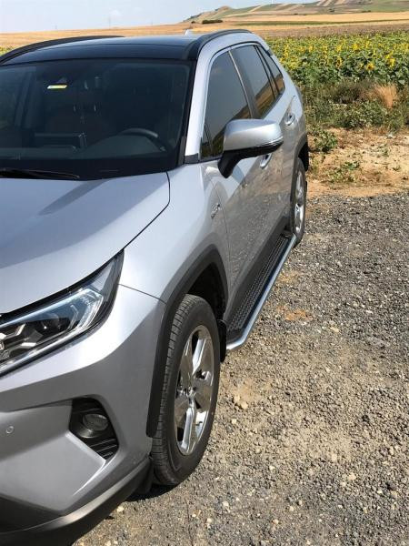 Купить Боковые пороги Maydos V2 (2 шт., алюминий с нержавейкой) для Toyota Rav 4 2019- гг