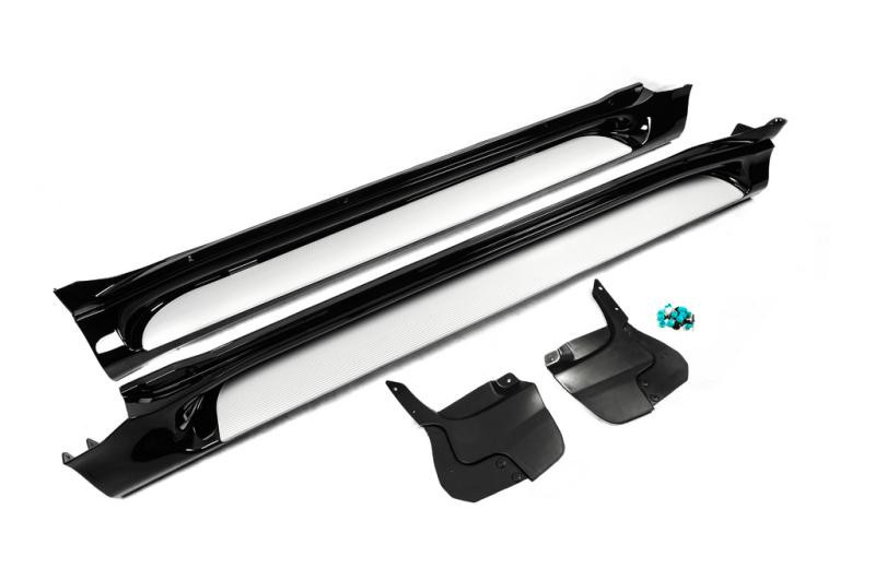 Купити Бокові пороги GX-style (2 шт., алюміній) Білий колір (сіра підніжка) для Toyota Land Cruiser Prado 150