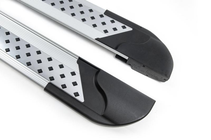 Купить Боковые пороги Vision New Grey (2 шт., алюминий) Короткая база для Nissan Qashqai 2010-2014 гг