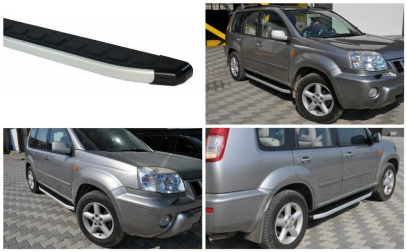 Купити Бокові пороги RedLine Black (2 шт., алюм.) для Nissan X-trail T30 2002-2007рр