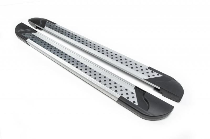 Купити Бокові пороги New Vision Grey (2 шт., алюміній) Maxi база для Volkswagen Caddy 2004-2010 рр