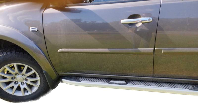 Купить Боковые пороги Mevsim Grey (2 шт., алюминий) для Mitsubishi Pajero Sport 2008-2015 гг