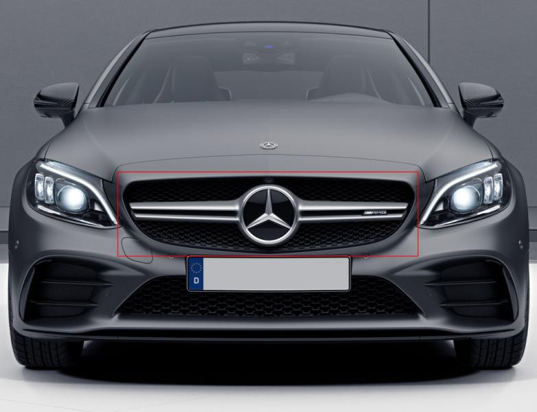 Купити Передня решітка AMG Silver (для Avantgarde/AMG-Line/C43 AMG) 2018-2025, з камерою для Mercedes C-сlass W205 рр