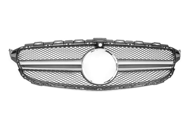 Купити Передня решітка AMG Silver (для Avantgarde/AMG-Line/C43 AMG) 2018-2025, з камерою для Mercedes C-сlass W205 рр