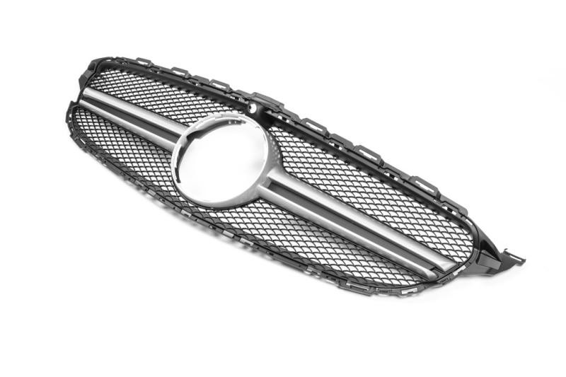 Купити Передня решітка AMG Silver (для Avantgarde/AMG-Line/C43 AMG) 2018-2025, без камери для Mercedes C-сlass W205 рр