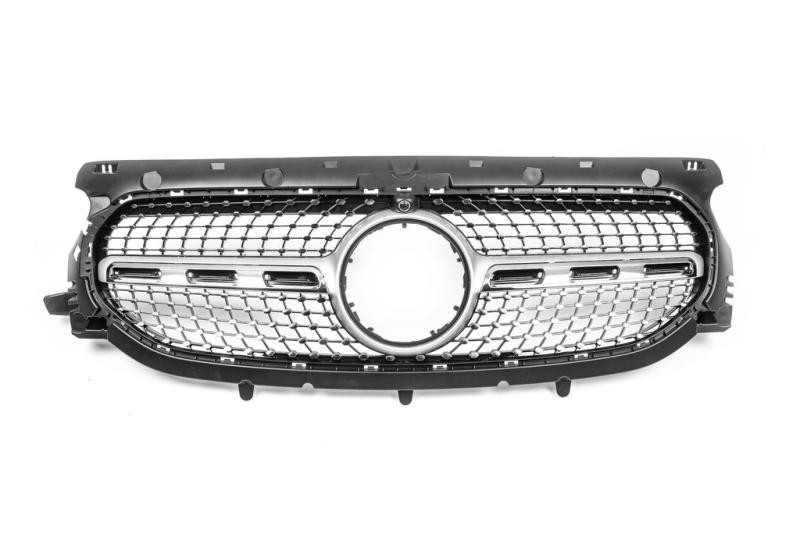 Купити Передня решітка Diamond Silver Без місця під камеру для Mercedes GLA H247 2020- рр