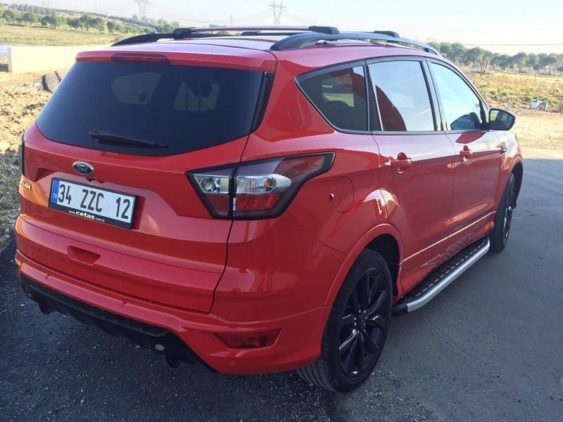 Купити Бокові пороги Fullmond (2 шт, алюм.) З пофарбованим листям на дверях для Ford Kuga/Escape 2013-2019 рр