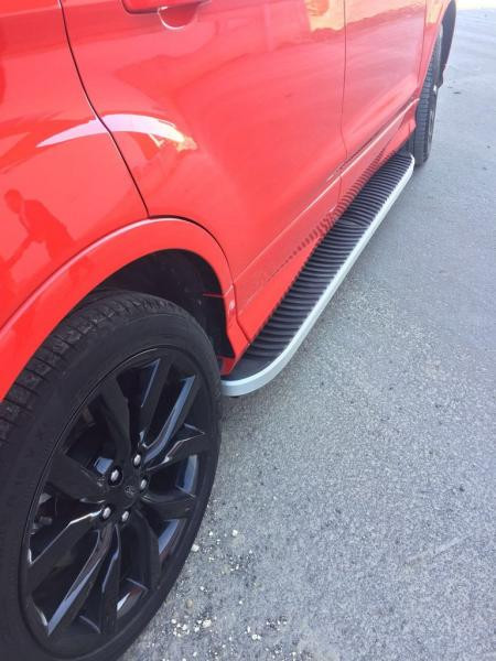 Купить Боковые пороги Tayga Grey (2 шт., алюминий) С окрашенной листвой на дверях для Ford Kuga/Escape 2013-2019 гг