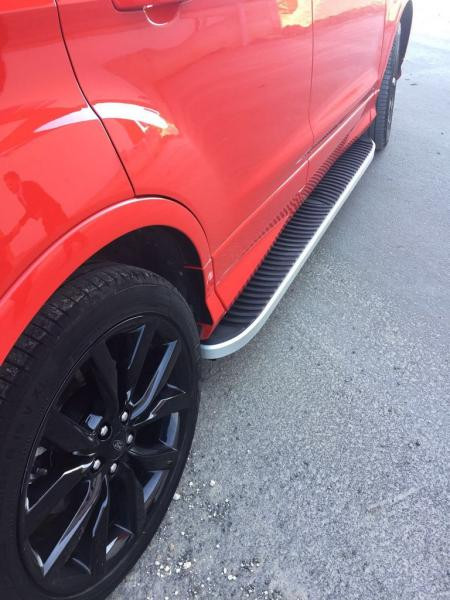 Купить Боковые пороги Tayga Grey (2 шт., алюминий) С окрашенной листвой на дверях для Ford Kuga/Escape 2013-2019 гг