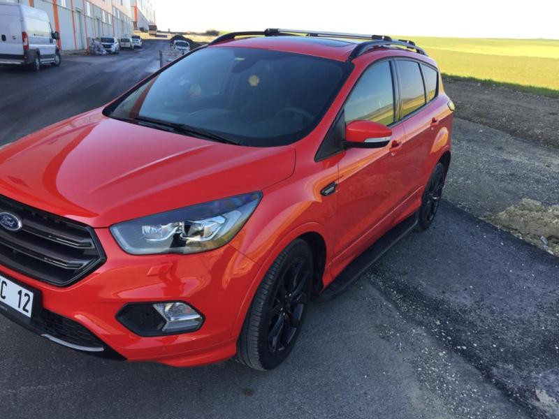 Купить Боковые пороги Bosphorus Black (2 шт., алюминий) С черной листвой на дверях для Ford Kuga/Escape 2013-2019 гг