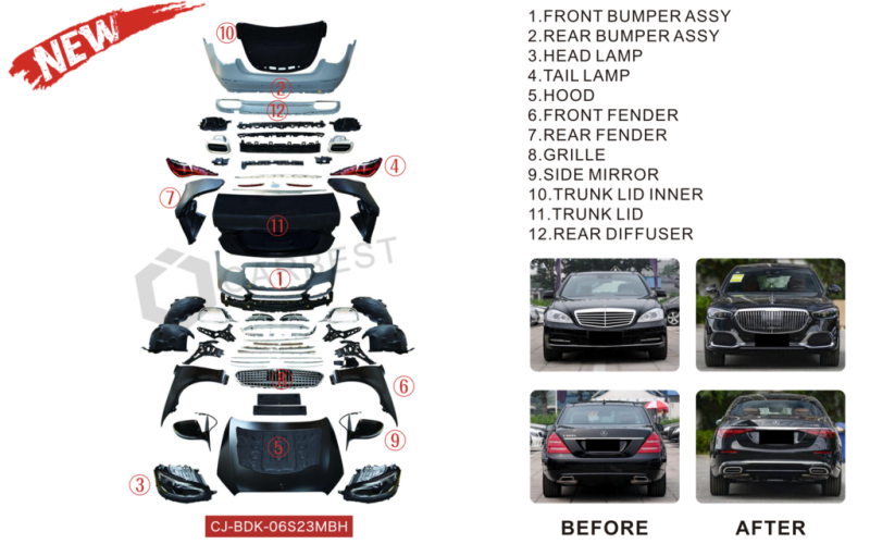 Купити Комплект рестайлінга в W223 Maybach (без дверей) для Mercedes S-сlass W221