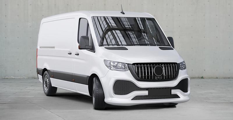 Купить Передний бампер с решеткой ABS (под покраску) для Mercedes Sprinter W907/W910 2018- гг