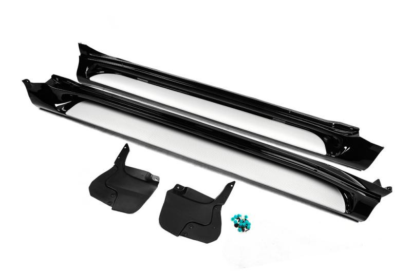 Купити Бокові пороги GX-style (2 шт., алюміній) Білий колір (чорна підніжка) для Toyota Land Cruiser Prado 150