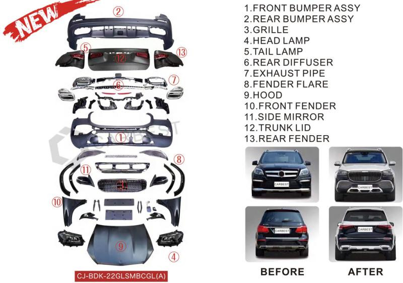 Купить Комплект рестайлинга из X166 в GLS X167 Maybach (Type-A) для Mercedes GL/GLS сlass X166