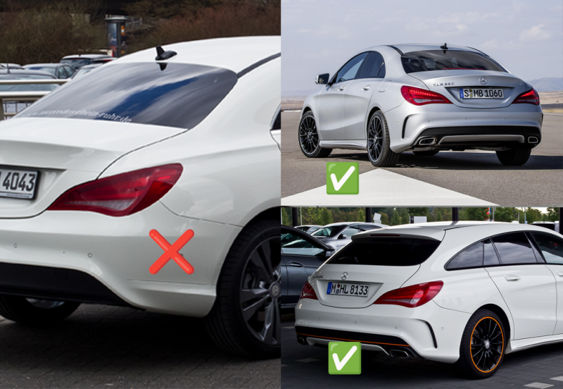 Купить Задний диффузор Black (дизайн CLA45 с насадками) для Mercedes CLA C117 2013-2019 гг